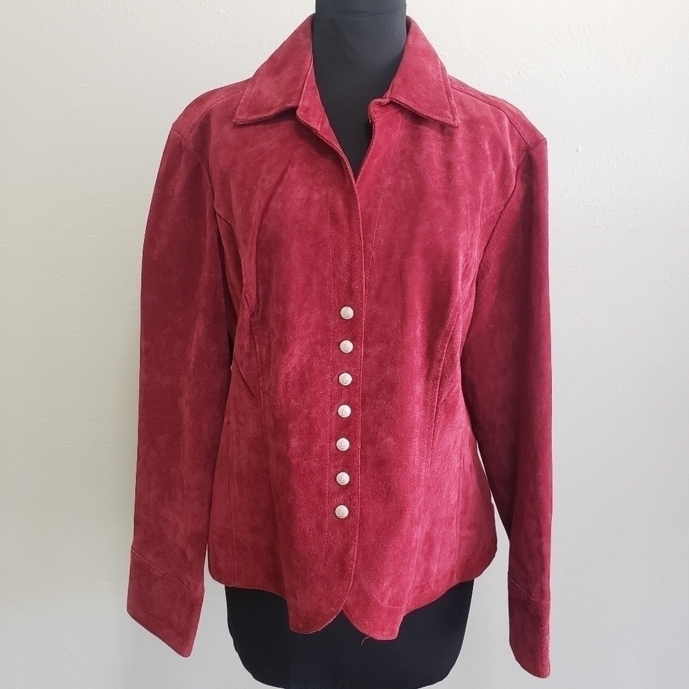 LIVE A Little Dark Red Suede Leather Jacket